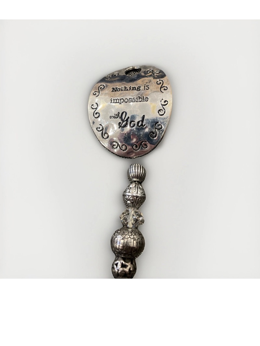 Inspirational Silver Prayer Bead Accent - "Nothing Is Impossible With God"